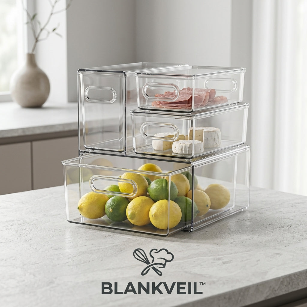 🧊 BLANKVEIL™ Clear Fridge Storage Organizer Set
