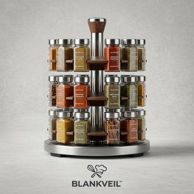 🌿 BLANKVEIL™ Rotating Spice Rack Organizer Set